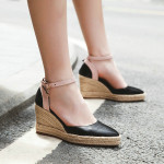 Womens Pumps Shoes Dorsay Wedge Espadrille Ankle Strap