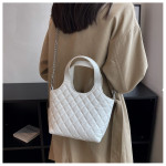 Fashion Large Capacity Tote Bag Female Diamond Plaid Trend Chain Crossbody Bag