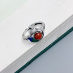 Women's Red Agate Cute Fox Adjustable Ring