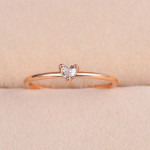 Simple And Fashionable Heart-shaped Women's Fine Ring With Zircon And Real Gold Plated