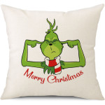 Christmas Green Grinch Linen Pillow Cover Wholesale Bedside Cushion Backrest Sofa Cushion