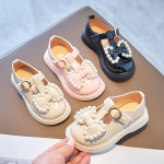 Girl Princess Bow Pearl Small Leather Shoes For Girls