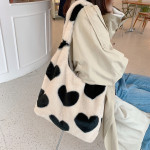 Love Heart Shoulder Bags Double Side Used Winter Underarm Bag Women