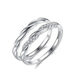 S925 sterling silver water ripple micro inlaid couple ring