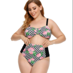 Plus Size Ruched Bikini Floral Printed Swimsuit Europe And America