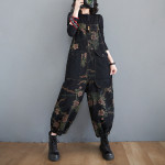 Printed Shoulder Strap Haren Radish Pants Large Loose Jumpsuit Spring And Autumn