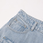 Vintage Light Blue Washed High-waisted Tooling Jeans For Women