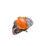 Natural Fire Opal Ring S925 Silver Girl