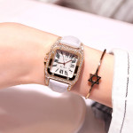 Quartz Watch Genuine Leather Belt Ladies Watch Ladies Diamonds