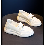 Genuine Leather White Shoes Women's Autumn All-match Explosion-proof Platform Casual Loafers