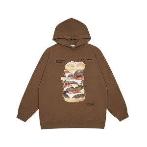 American Vintage Burger Print Sweatshirt Hooded Men