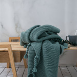 Solid Color Nordic Sofa Office Leisure Blanket Knitted Tassel