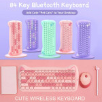 Wireless Cute Computer Bluetooth Keyboard With Typewriter Round Keycap For PC