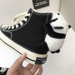 Oynn high top canvas shoes women''s 2021 new prone Bear Pendant replica 1970s black flat bottom shoes