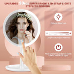 Rechargeable Lighted Makeup Mirror, 50 LED Lights Vanity Mirror With Detachable Storage Tray