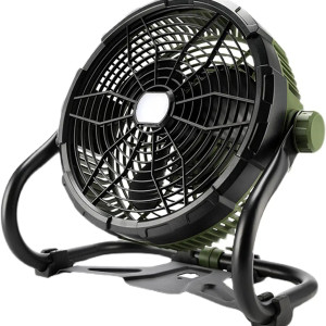 12V Camping Fan With LED Lights Exterior Large Cooling Desk Fans With 5200Ah Battery For Tourism Emergency Outages