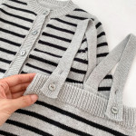 Striped Knitted Sweater Cardigan Two-piece Set