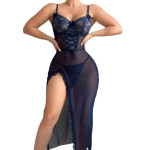 Sexy Lace Cutout Pajamas Jumpsuit Sheer Mesh Sexy Lingerie Suit