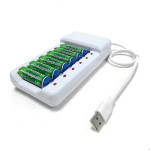 8-Slot Charger USB-Powered No. 5 And No. 7 Ni-MH Rechargeable Battery Charger