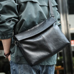 Men's Leather One Shoulder Crossbody Bag A4 File Bag Handheld Briefcase