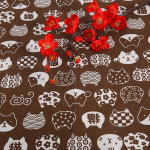 Cat Head Printing Handmade Linseed Cotton DIY Tablecloth Door Curtain Pillow Background Fabric