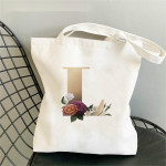 Monogram Flower Print Single Shoulder Canvas Bag