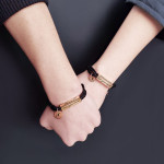 Stainless Steel Braided Leather Rope Couple Bracelet