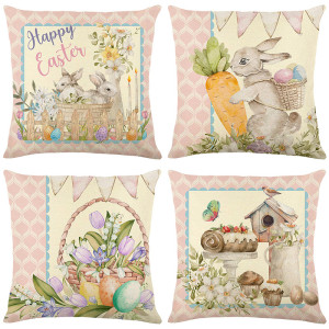 Easter Print Embrace Pillowcase Linen Living Room Headrest Cover