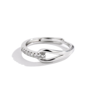 925 Silver Diamond-embedded Lubert's Tears Open Ring For Women