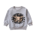 Grey Printed Letter Cow Head Children's Sweater