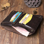 Pleated Leather Vertical Purse Men's Short First Layer Cowhide Zipper Small Card Bag