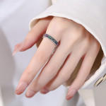 S925 Sterling Silver Girl Retro Style Small Popular Design Fashion Personality Color Zirconium Index Ring