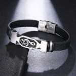 Stainless Steel Note Leather Bracelet