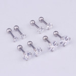 Cross-border Popular Heart-shaped Zircon Ear Bone Stud Earrings European And American Creative Stainless Steel Pierced Earrings European And American Foreign Trade Jewelry