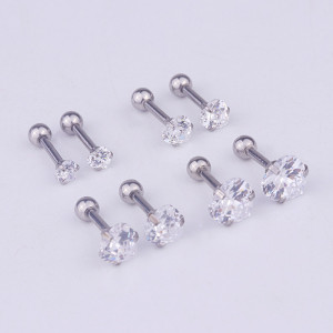 Cross-border Popular Heart-shaped Zircon Ear Bone Stud Earrings European And American Creative Stainless Steel Pierced Earrings European And American Foreign Trade Jewelry