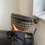 Popular New Autumn And Winter Houndstooth Hand Holding Saddle Bag Casual Shoulder Messenger Bag