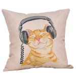 Cartoon Hand-painted Cat And Rabbit Digital Printing Pillow Cover