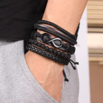 Four-piece Clip Knitting Bracelet Leather