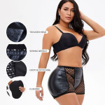 Women's Large Mesh Foam Padded Hip Raise Leather Shorts