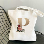 Monogram Flower Print Single Shoulder Canvas Bag