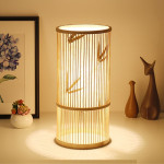 Tea Room Bamboo Woven Table Lamp Study Night Light Adjustable Light Warm Zen Bedside Lamp