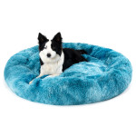 Fluffy Donut Dog Bed Warm Soft Long Plush Pet Cushion Dog House Cat Bed Washable Pet Sofa Mat Calming Samll Large Dog Beds