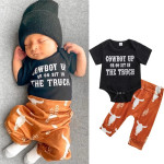 Boys' Letters Short-sleeved Jumpsuit Cow Head Print Pants Two-piece Set