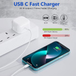 For 14 13 12 11 Pro Mini XR XS MAX Fast Charging USB-C PD Plug Charger Cable