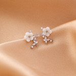 Women's Shell Flower Drop Zircon Earrings