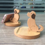 New Wooden Phone Bracket Cartoon Puppy Solid Wood Mobile Phone Holder Desktop Universal Mobile Phone Holder