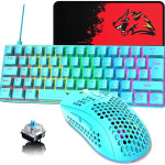 Wired British T60 Mechanical Keyboard White Blue Axis Color Light Set