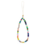 Bohemian Rainbow Polymer Clay Pearl Glass Beaded Phone Chain