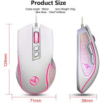 Wired Ergonomic Gaming Mouse RGB Backlit 3600 Adjustable DPI For PC