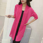 New Solid Color Mid-length Knitted Sweater Women's Cardigan Scarf Shawl Jacket